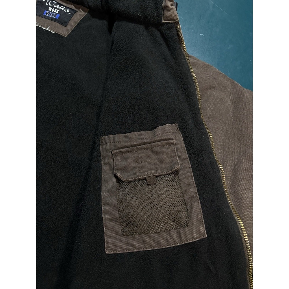 Vintage Walls Work Wear Jacket Men's Large Brown Duck Canvas Fleece Lined Hooded - Picture 10 of 14